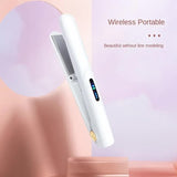 NNEDSZ White Portable Mini Wireless Hair Straightener - USB Rechargeable, 2-in-1 Curling & Straightening Iron, Adjustable 3-Temperature Settings , 20s Fast Heating, Anti-Scald, Compact Travel Design