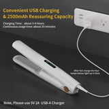 NNEDSZ White Portable Mini Wireless Hair Straightener - USB Rechargeable, 2-in-1 Curling & Straightening Iron, Adjustable 3-Temperature Settings , 20s Fast Heating, Anti-Scald, Compact Travel Design