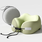 NNEDSZ Green Portable U-Shaped Memory Foam Travel Pillow - Ergonomic Neck Support for Airplane, Car, Office - Lightweight & Compact with Storage Box