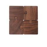 NNEDSZ Wood Color Natural Black Walnut Wooden Coasters, Heat-Resistant Tea Cup Pads, Puzzle-Shaped Drink Mats, Eco-Friendly Tea Accessories Set