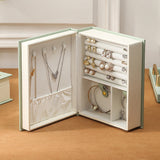 NNEDSZ Light Green Creative PU Jewelry Storage Book - Magnetic Closure Organizer for Earrings, Rings, and Necklaces(The Jewelry is a prop for the photo shoot and is not included)
