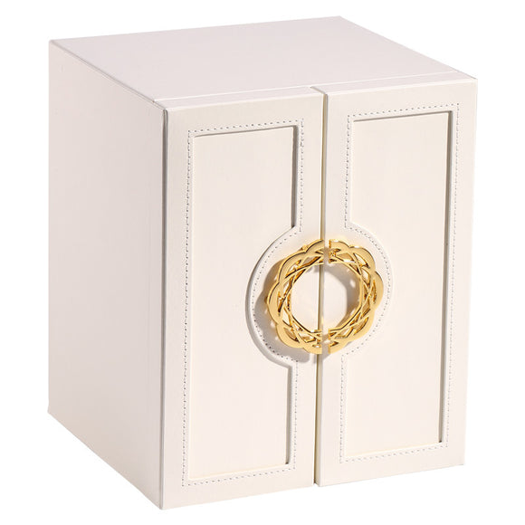 NNEDSZ White Elegant 5-Layer Large Capacity Jewelry Storage Box with Dual Opening Doors - Perfect for Organizing Necklaces, Rings, Earrings, and More(Jewelry is a photo prop and is not included)