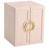 NNEDSZ Pink Elegant 5-Layer Large Capacity Jewelry Storage Box with Dual Opening Doors - Perfect for Organizing Necklaces, Rings, Earrings, and More(Jewelry is a photo prop and is not included)