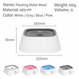 NNEDSZ Grey Anti-Spill Floating Pet Water Bowl for Dogs and Cats - 1L Capacity, Splash-Proof and Anti-Wet Mouth Design