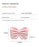 NNEDSZ Pink Creative Ceramic Bowknot Toothbrush Holder - Elegant Bathroom Storage for Electric Toothbrush and Toothpaste