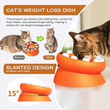 NNEDSZ Orange Interactive Slow Feeder Cat Bowl - 15° Tilt Design, Puzzle Feeder for Healthy Eating