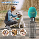 NNEDSZ Blue And Grey Portable Foldable Pet Water Bottle with 800ml Capacity - Leakproof Travel Hydration Dispenser for Dogs and Cats