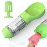 NNEDSZ Green Portable Pet Water Bottle with Waste Bag Dispenser - 300ml Leak-Proof Travel Hydration Solution