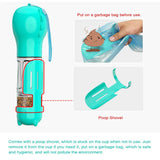 NNEDSZ Yellow 500ml Portable Pet Water Bottle | Multifunctional Travel Pet Feeder | Outdoor Dog Drinking Bottle with Waste Shovel