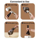 NNEDSZ Grey Portable Dog Poop Scooper with Large 9.5cm Opening, Ergonomic Handle, Lightweight 320g Pet Waste Picker for Outdoor Walks