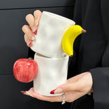 NNEDSZ Red Apple Creative Fruit Ceramic Mug – Adorable Handle Design, 280ml Couple Cups, Perfect Gift for Birthdays or Valentine’s Day