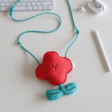 NNEDSZ Red Mini Crossbody Coin Purse & Earphone Pouch - Adorable Floral Design, Small Bag for Lipsticks, Lightweight Travel Essentials