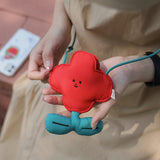 NNEDSZ Red Mini Crossbody Coin Purse & Earphone Pouch - Adorable Floral Design, Small Bag for Lipsticks, Lightweight Travel Essentials
