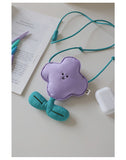 NNEDSZ Purple Mini Crossbody Coin Purse & Earphone Pouch - Adorable Floral Design, Small Bag for Lipsticks, Lightweight Travel Essentials