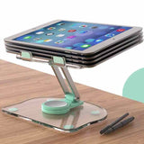 NNEDSZ White Acrylic Foldable Tablet and Phone Stand - 360° Rotation, Anti-Slip Design, Lightweight and Compact