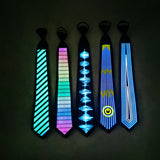 NNEDSZ Style 02 LED Sound-Activated Glowing Tie - Party Performance Accessory with Adjustable Light Patterns(Batteries not included, self-provided)