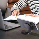 NNEDSZ Black Magnetic Foldable Phone Stand – Universal Aluminum Alloy Desktop & Tesla Car Mount, Compact and Lightweight Design