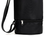 NNEDSZ Black Durable Yoga Mat Carry Bag – Multi-Functional Fitness Backpack with Wet Pocket(Mugs are filming props, not included)