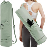 NNEDSZ Green Durable Yoga Mat Carry Bag - Multi-Functional Fitness Backpack with Wet Pocket(Mugs are filming props, not included)