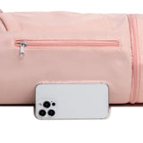 NNEDSZ Pink Durable Yoga Mat Carry Bag - Multi-Functional Fitness Backpack with Wet Pocket(Mugs are filming props, not included)