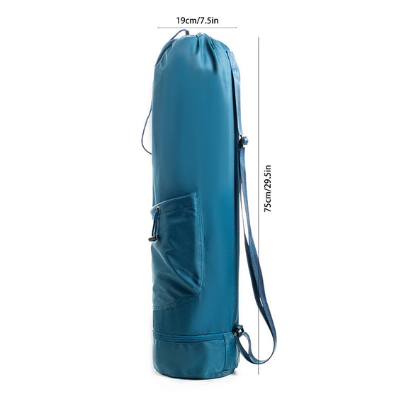 NNEDSZ Dark Blue Durable Yoga Mat Carry Bag - Multi-Functional Fitness Backpack with Wet Pocket(Mugs are filming props, not included)