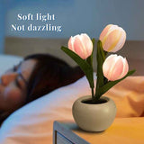 NNEDSZ Yellow Flowers USB Tulip Night Light - Bedroom Decor Table Lamp with PU Flowers & Ceramic Pot, Perfect Gift for Family & Friends
