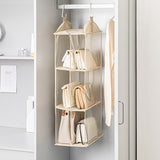 NNEDSZ Off White Hanging Dustproof Storage Bag - Multi-Layer Organizer for Bags, Clothes & Accessories, 3-Tier Non-Woven Fabric