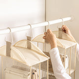 NNEDSZ Grey Hanging Dustproof Storage Bag - Multi-Layer Organizer for Bags, Clothes & Accessories, 3-Tier Non-Woven Fabric