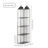 NNEDSZ Grey Hanging Dustproof Storage Bag - Multi-Layer Organizer for Bags, Clothes & Accessories, 4-Tier Non-Woven Fabric