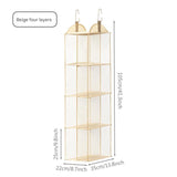 NNEDSZ Off White Hanging Dustproof Storage Bag - Multi-Layer Organizer for Bags, Clothes & Accessories, 4-Tier Non-Woven Fabric