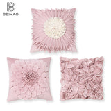 NNEDSZ Style 3 Pink 3D Floral Cushion Covers - Modern Luxury Decorative Throw Pillow Covers for Living Room(Without Pillow Insert)