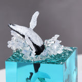 NNEDSZ Blue Ancient Architecture Humpback Whale in the Water Handcrafted Ocean Resin Whale Night Light - Unique Home Decor Table Lamp