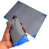NNEDSZ Grey And Blue Portable Waterproof Camping Mat - Foldable Picnic and Beach Blanket