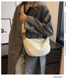 NNEDSZ Off White With Colored Suspenders Large Capacity Canvas Shoulder Bag - Casual Crossbody Dumpling Bag
