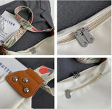NNEDSZ Off White With Colored Suspenders Large Capacity Canvas Shoulder Bag - Casual Crossbody Dumpling Bag