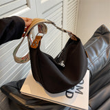 NNEDSZ Black With Colored Suspenders Large Capacity Canvas Shoulder Bag - Casual Crossbody Dumpling Bag