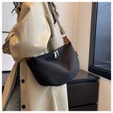 NNEDSZ Black With Colored Suspenders Large Capacity Canvas Shoulder Bag - Casual Crossbody Dumpling Bag