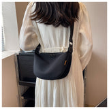 NNEDSZ Black With Black Suspenders Large Capacity Canvas Shoulder Bag - Casual Crossbody Dumpling Bag