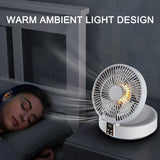 NNEDSZ Dark Green Remote-Control Wall-Mount Foldable Mini USB Fan with Night Light and Digital Display