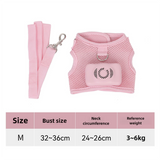NNEDSZ Size M Pink Pet Cooling Harness  LED Lights & Leash - Summer Relief for Small Dogs and Cats