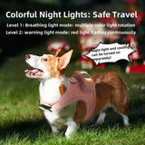 NNEDSZ Size M Pink Pet Cooling Harness  LED Lights & Leash - Summer Relief for Small Dogs and Cats