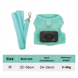 NNEDSZ Size M Green Pet Cooling Harness  LED Lights & Leash - Summer Relief for Small Dogs and Cats