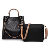 NNEDSZ Brown Elegant Embossed PU Leather Tote Bag for Women - Large Capacity Handbag with Inner Pouch