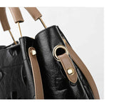 NNEDSZ Dark Green Elegant Embossed PU Leather Tote Bag for Women - Large Capacity Handbag with Inner Pouch