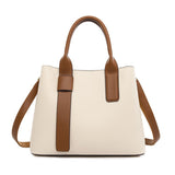 NNEDSZ Off White And Brown Retro Fashion Handbag - Elegant Tote with Large Capacity for Work and Daily Use