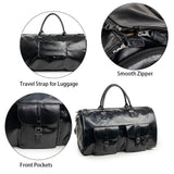 NNEDSZ Black PU Leather Travel Duffel Bag - Multifunctional Overnight Gym Bag with Spacious Compartments