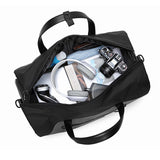 NNEDSZ Men's Black Waterproof Multi-Functional Travel Duffel Bag - Foldable Short Trip Gym Bag with Shoe Compartment