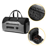 NNEDSZ Men's Black Waterproof Multi-Functional Travel Duffel Bag - Foldable Short Trip Gym Bag with Shoe Compartment
