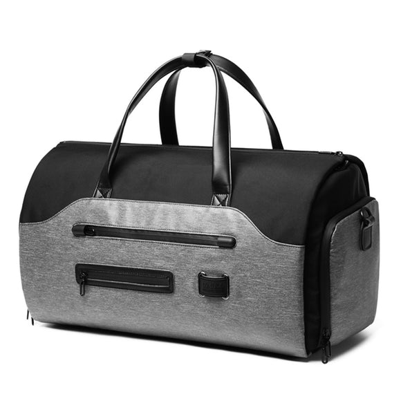 NNEDSZ Men's Gray Waterproof Multi-Functional Travel Duffel Bag - Foldable Short Trip Gym Bag with Shoe Compartment