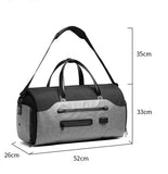 NNEDSZ Men's Gray Waterproof Multi-Functional Travel Duffel Bag - Foldable Short Trip Gym Bag with Shoe Compartment